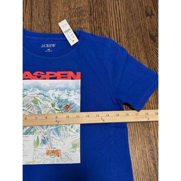 J. Crew Aspen Broken-In Jersey T-Shirt Crew Neck Graphic Print Blue Size XS NEW - Picture 3 of 7